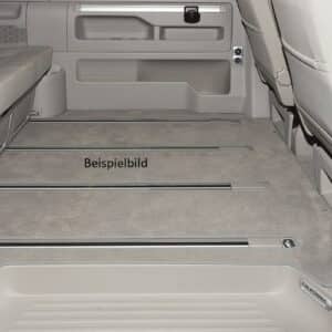 Veloursteppich für Fahrgastraum der VW T6.1 California Beach Tour/Camper mit 1 Schiebetür, Miniküche und 3er-Bank, Design "Palladium" Veloursteppich Fahrgastraum VW T6.1/T6/T5 Multivan - 2 Schiebetüren - Bodenschienen für Multifunktionstisch Veloursteppich Palladium Fahrgastraum VW T6.1 California Beach Tour/Camper - 1 Schiebetür, Miniküche - 3er-Bank Veloursteppich 2 Schiebetüren 3er-Bank VW T6.1 California Beach Tour/Multivan, ohne Schienen für Multifunktionstisch