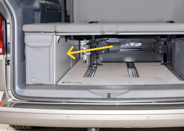 UTILITY 1 Tasche für Stauschrank Heck und Bug, VW T6.1 California Beach mit 2er-Bank, Design „Leder Palladium"